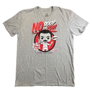 Seinfeld Funko Pop Graphic T Shirt XL NO SOUP FOR YOU Next Jerko Kramer Grey Tee
